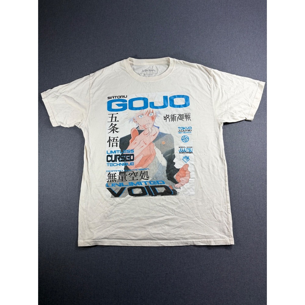 Jujutsu Kaisen Satoru Gojo Graphic Tee Crunchyroll Cream Mens Large Shirt